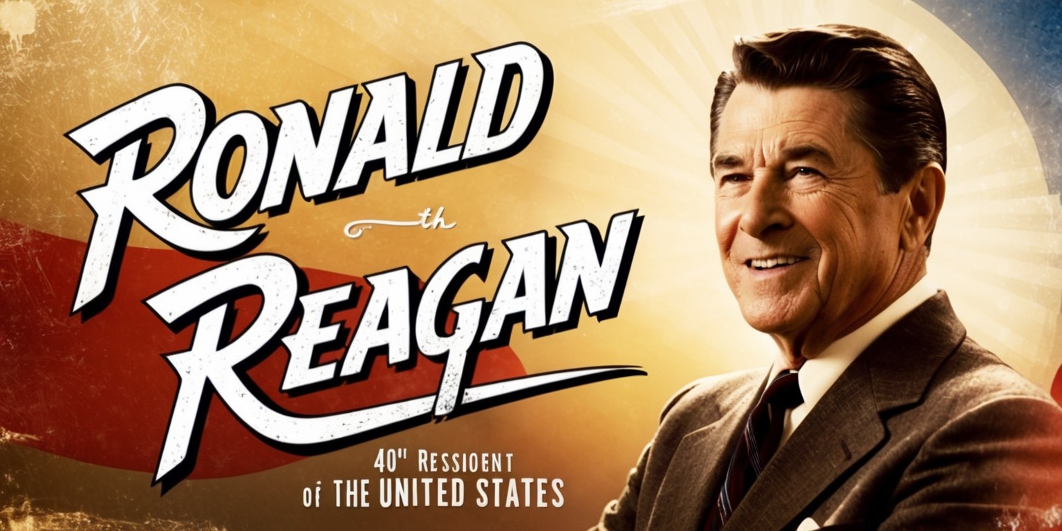 A vintage-style movie poster depicting Ronald Reagan, the 40th President of the United States, in a leading role, set against a warm, sun-kissed backdrop with golden hues and subtle hints of red and blue, evoking a sense of nostalgia and patriotism, with bold, cursive font highlighting the title of the film, perhaps in white or silver, and Reagan's name prominently displayed in a larger, more dramatic font, with a slight worn, distressed look to give it a retro feel, suggesting a classic Hollywood release from the 1940s or 50s, and possibly featuring an iconic image of Reagan in a dashing pose, with a hint of a smile and a strong jawline, accentuating his charismatic on-screen presence.