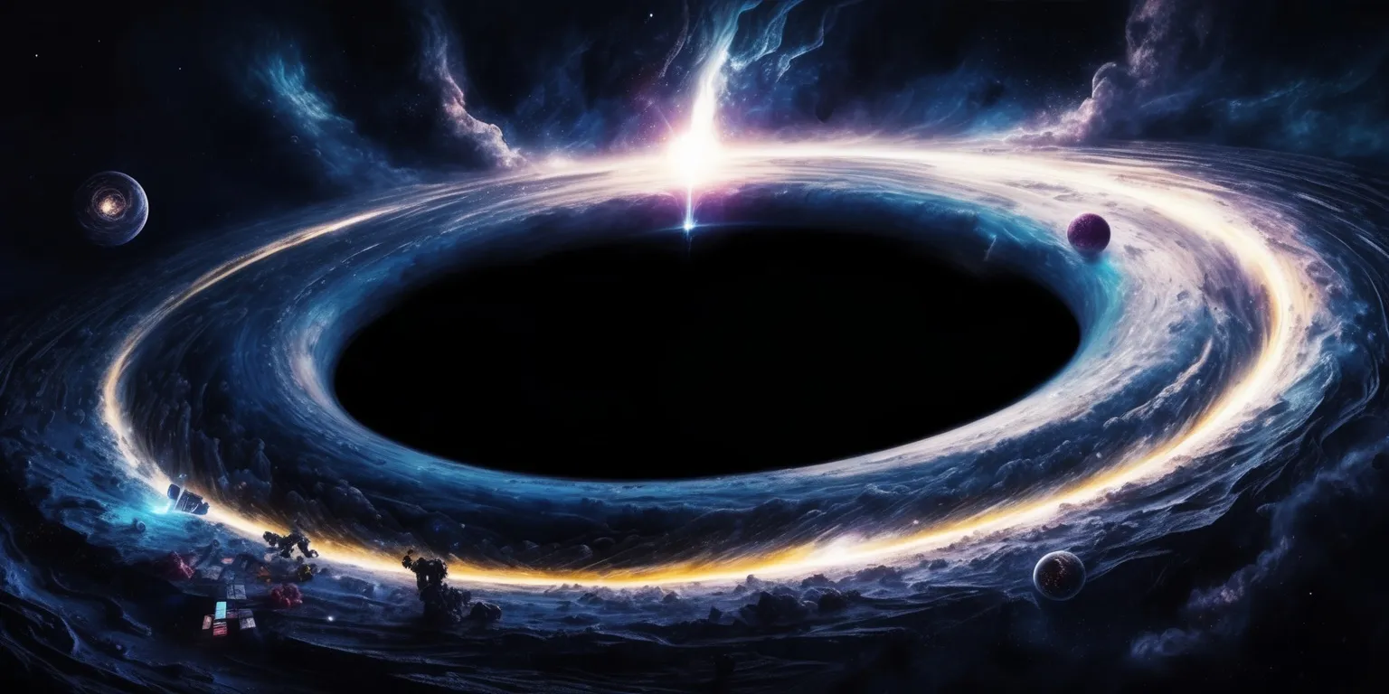 A dark and mysterious galactic scene with a massive black hole at its center, surrounded by distorted space and time, as if it is merging with a game board, with swirling patterns of deep blues and purples, and hints of bright white and yellow light emanating from the event horizon, the game pieces and boards are being sucked in, with a sense of dynamic movement and energy, the black hole's gravity warping the nearby stars and galaxies, in a beautiful and surreal cosmic landscape, with intricate details and textures, set against a deep black background, with a sense of wonder and awe, the game elements are fragmented and scattered, as if being pulled apart by the black hole's intense gravity.